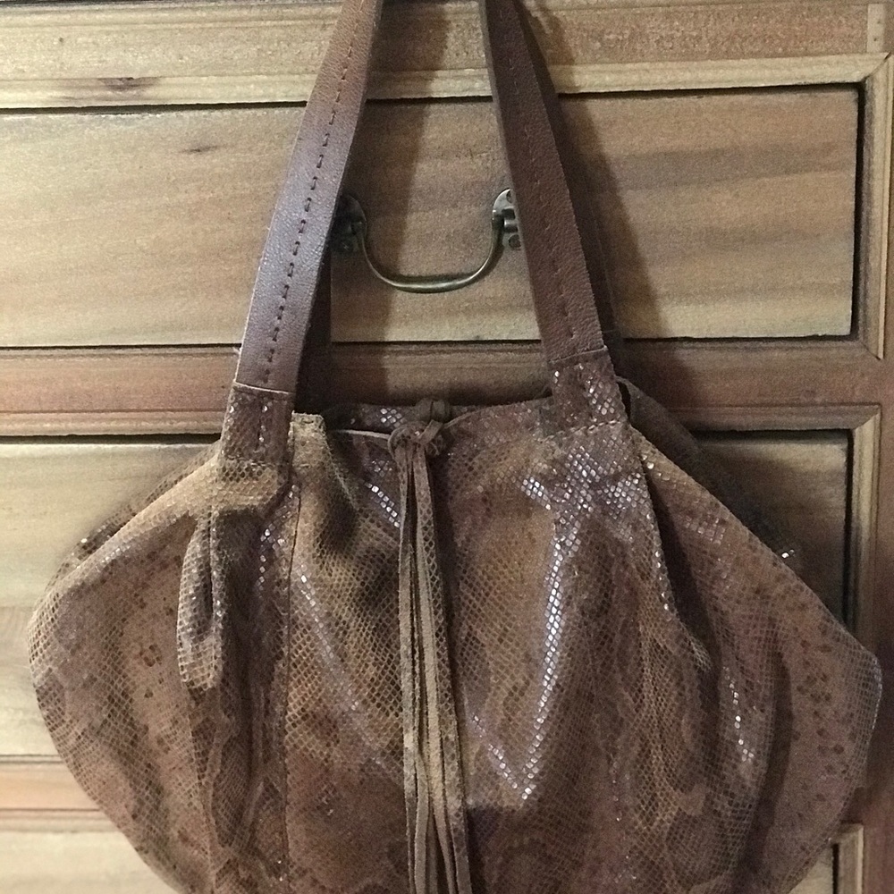 Carla Mancini snakeskin brown hobo bag